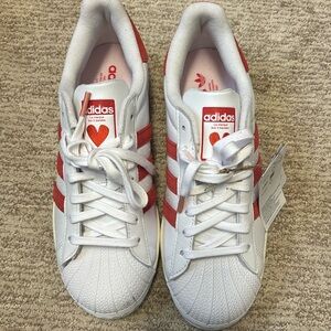 Red Stripe Adidas Superstar Sneakers NWT sz 9